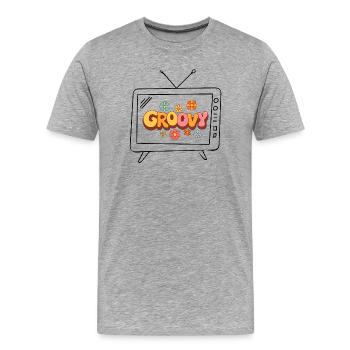 Lettres florales groovy des années 70 en forme de bulle - T-shirt bio Premium Homme - gris chiné - Devant - Damien (186cm)