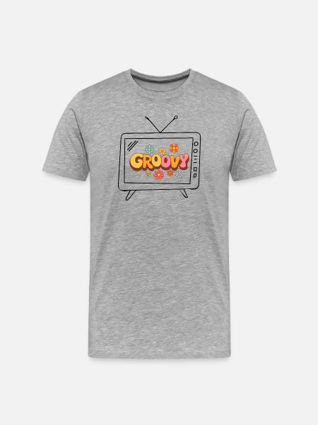 Groovy Floral 70s Bubble Letters - Men's Premium Organic T-Shirt - heather grey