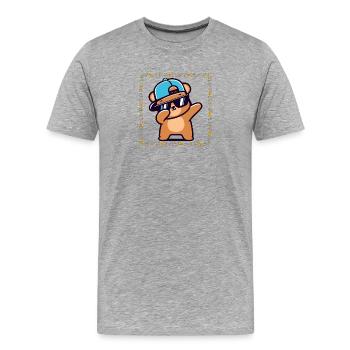 Ours hip-hop avec casquette et lunettes de soleil - T-shirt bio Premium Homme - gris chiné - Devant - Damien (186cm)
