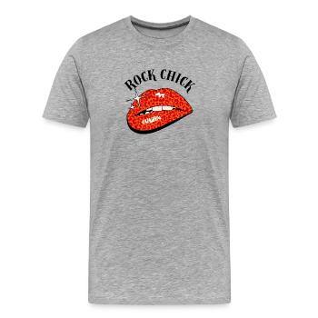 Art pop léopard à lèvres - T-shirt bio Premium Homme - gris chiné - Devant - Damien (186cm)