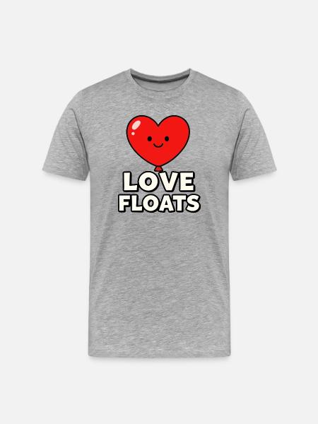 Love Floats Heart Mascot Graphic - Men's Premium Organic T-Shirt - heather grey