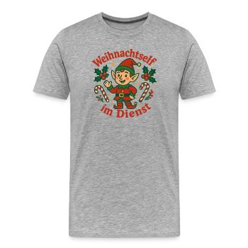 Weihnachtself im Dienst - Männer Premium Bio T-Shirt - Grau meliert - Vorne - Damien (186cm)