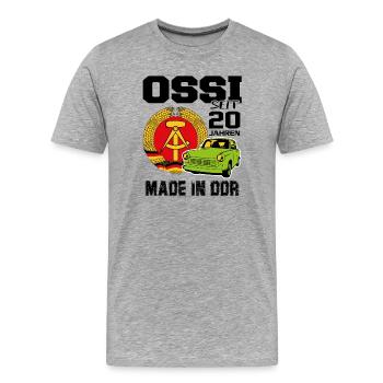 Geburtstag DDR Ossi Ost Produkt 20 Jahre - Männer Premium Bio T-Shirt - Grau meliert - Vorne - Damien (186cm)
