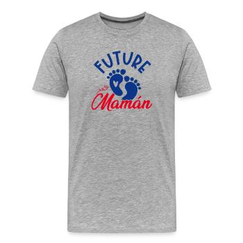 Future Maman Garçon Empreintes Bébé - T-shirt bio Premium Homme - gris chiné - Devant - Damien (186cm)