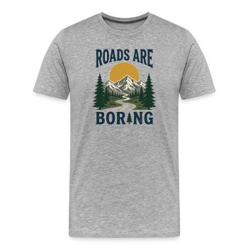 Course en sentier - Les routes sont ennuyeuses - T-shirt bio Premium Homme - gris chiné - Devant - Damien (186cm)