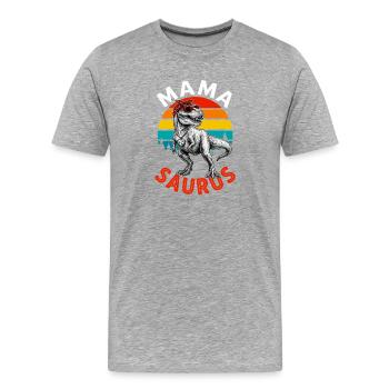 Mamasaurus Maman Dinosaure Cadeau Fête Des Mères - T-shirt bio Premium Homme - gris chiné - Devant - Damien (186cm)