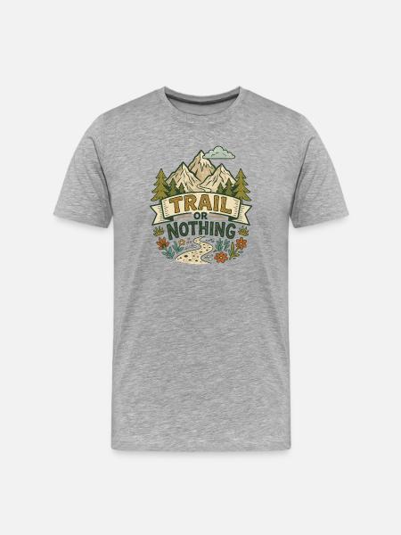 Wandern – Outdoor-Abenteuer – Weg oder nichts - Männer Premium Bio T-Shirt - Grau meliert