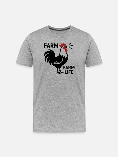 Hahn Farm Life Logo - Männer Premium Bio T-Shirt - Grau meliert