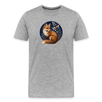 Renard Red Fox Vulpes vulpes - T-shirt bio Premium Homme - gris chiné - Devant - Damien (186cm)