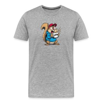 écureuil - T-shirt bio Premium Homme - gris chiné - Devant - Damien (186cm)