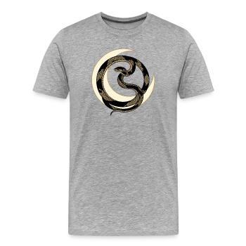 Symbole de streetwear du Serpent de Lune Interdit - T-shirt bio Premium Homme - gris chiné - Devant - Damien (186cm)