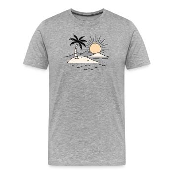 Conception minimaliste de vacances au coucher de soleil sur une île tropicale - T-shirt bio Premium Homme - gris chiné - Devant - Damien (186cm)