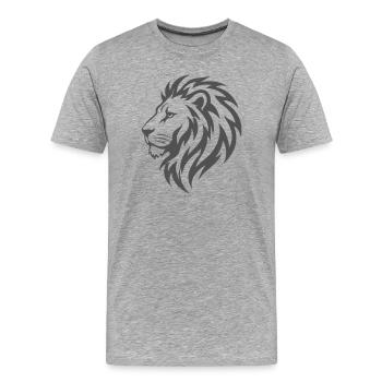 Tête de lion en conception en flammes - T-shirt bio Premium Homme - gris chiné - Devant - Damien (186cm)