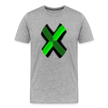 Motif néon X vert noir - T-shirt bio Premium Homme - gris chiné - Devant - Damien (186cm)