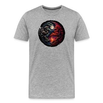 Bonsaï Yin-Yang Plant d’arbre japonais - T-shirt bio Premium Homme - gris chiné - Devant - Damien (186cm)