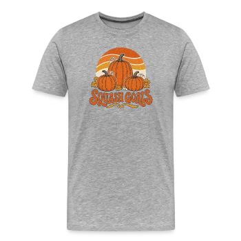 Squash Goals Autumn Pumpkin Trio - T-shirt bio Premium Homme - gris chiné - Devant - Damien (186cm)