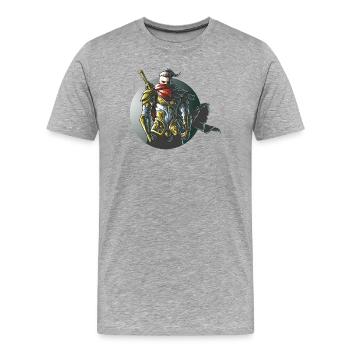 Conception de jeux Warrior Ninja Samurai - T-shirt bio Premium Homme - gris chiné - Devant - Damien (186cm)