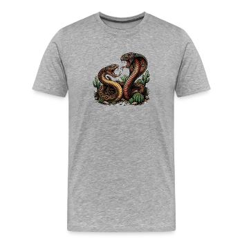 Deux serpents en colère - T-shirt bio Premium Homme - gris chiné - Devant - Damien (186cm)