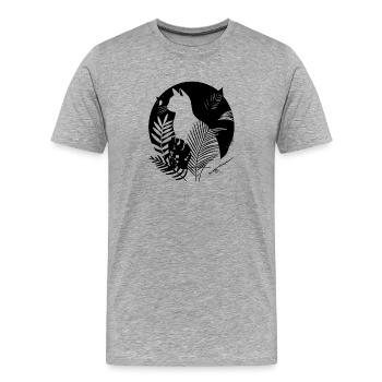 Portrait de chat - T-shirt bio Premium Homme - gris chiné - Devant - Damien (186cm)