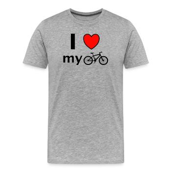 I Love Fahrrad Spruch Geschenk - Männer Premium Bio T-Shirt - Grau meliert - Vorne - Damien (186cm)