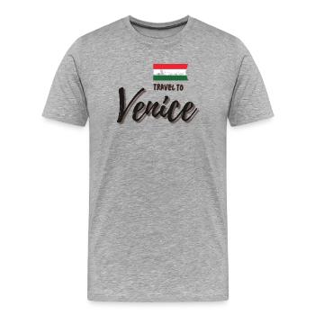 Voyage à Venise - T-shirt bio Premium Homme - gris chiné - Devant - Damien (186cm)