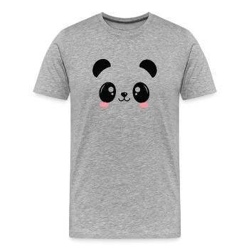 T-shirt Panda Mignon Style Kawaii - T-shirt bio Premium Homme - gris chiné - Devant - Damien (186cm)