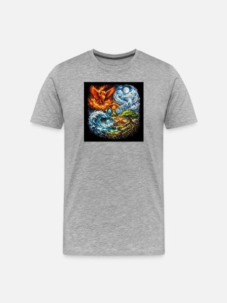 Elementenzyklus Feuer Wasser Erde Luft - Männer Premium Bio T-Shirt - Grau meliert