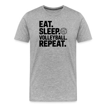 Mange. Dors. Volley. Répétez. - T-shirt bio Premium Homme - gris chiné - Devant - Damien (186cm)