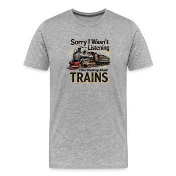 Train Dic Conception de locomotive - T-shirt bio Premium Homme - gris chiné - Devant - Damien (186cm)