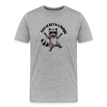 Raton laveur délinquant avec des lunettes de soleil - T-shirt bio Premium Homme - gris chiné - Devant - Damien (186cm)