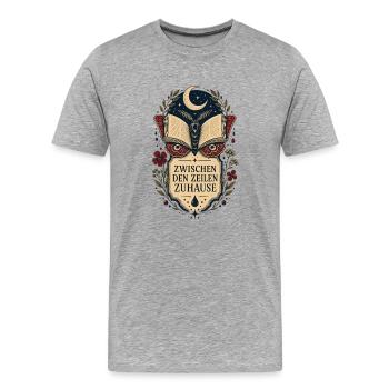 Zwischen den Zeilen zuhause – Bücherliebe - Männer Premium Bio T-Shirt - Grau meliert - Vorne - Damien (186cm)