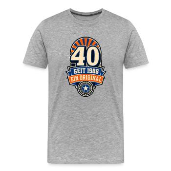40 – Seit 1986 ein Original - Männer Premium Bio T-Shirt - Grau meliert - Vorne - Damien (186cm)