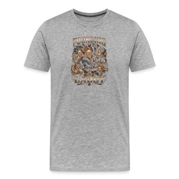 Le père fondateur Ben Franklin, 4 juillet - T-shirt bio Premium Homme - gris chiné - Devant - Damien (186cm)