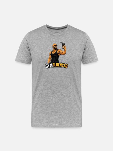 Gymfluencer – Selfie Beast – Beard Edition - Men's Premium Organic T-Shirt - heather grey