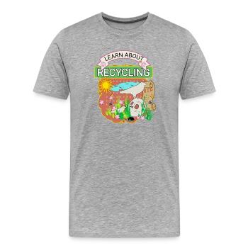 Découvrez le recyclage - T-shirt bio Premium Homme - gris chiné - Devant - Damien (186cm)