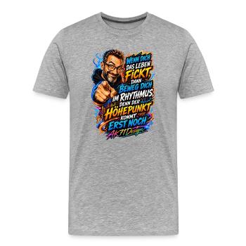 Lebensrhythmus – Höhepunkt kommt - Männer Premium Bio T-Shirt - Grau meliert - Vorne - Damien (186cm)