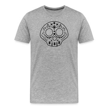 Calavera - Crâne à motifs - noir - T-shirt bio Premium Homme - gris chiné - Devant - Damien (186cm)