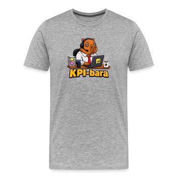 T-shirt drôle drôle de bureau de capybara d’entreprise KPIbara - T-shirt bio Premium Homme - gris chiné - Devant - Damien (186cm)