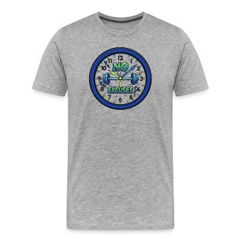 Montre de fitness No Excuses - T-shirt bio Premium Homme - gris chiné - Devant - Damien (186cm)