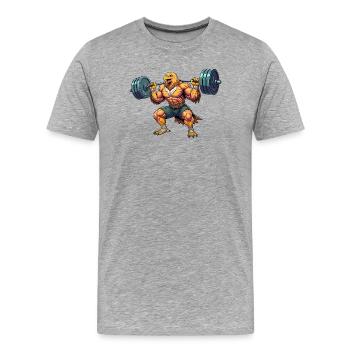 Lifting Eagle: Feathered Strength - Men's Premium Organic T-Shirt - heather grey - Front - Damien (186cm)