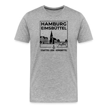 Hamburg Eimsbüttel - Männer Premium Bio T-Shirt - Grau meliert - Vorne - Damien (186cm)