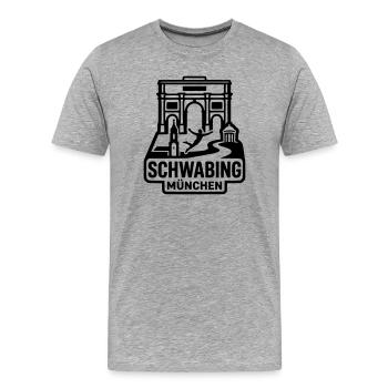 München Schwabing – Minimalistisches Skyline  - Männer Premium Bio T-Shirt - Grau meliert - Vorne - Damien (186cm)