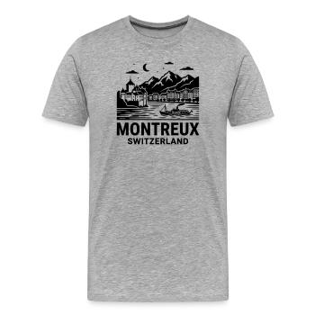 Montreaux, Suisse - T-shirt bio Premium Homme - gris chiné - Devant - Damien (186cm)