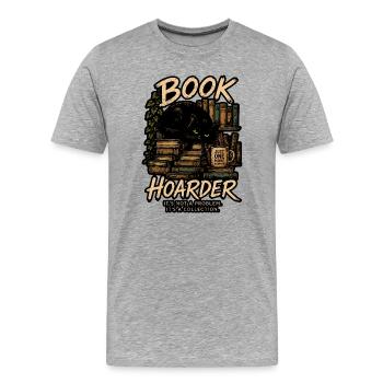 Collection de l’Accumulation de Livres avec Black Cat - T-shirt bio Premium Homme - gris chiné - Devant - Damien (186cm)