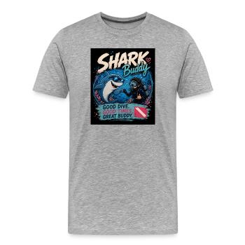 Aventure de plongeur Shark Buddy - T-shirt bio Premium Homme - gris chiné - Devant - Damien (186cm)
