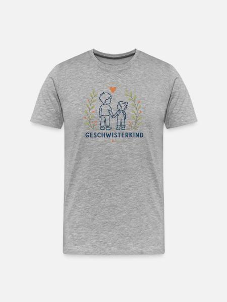 Geschwisterliebe im Garten - Männer Premium Bio T-Shirt - Grau meliert