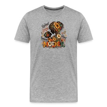 Silhouette de fleurs de la Mère radieuse - T-shirt bio Premium Homme - gris chiné - Devant - Damien (186cm)