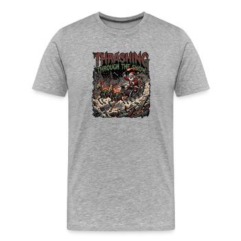 Le Père Noël du Heavy Metal - T-shirt bio Premium Homme - gris chiné - Devant - Damien (186cm)