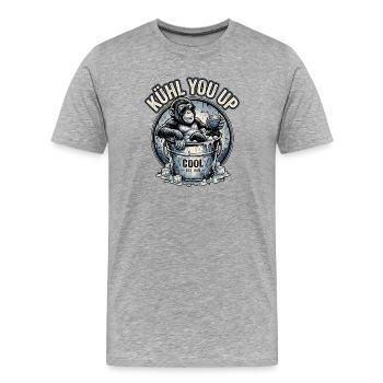 Singe cool sur la glace - T-shirt bio Premium Homme - gris chiné - Devant - Damien (186cm)