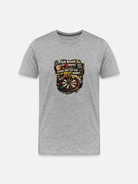 Nur 9 Darts Rest Bleibt - Männer Premium Bio T-Shirt - Grau meliert